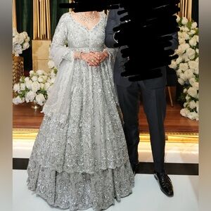 Seema Gujral Silver Party Lehnga